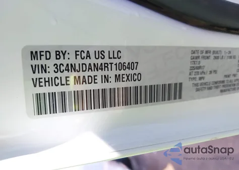 2024 Jeep Compass Sport 4X4 from USA, damaged, VIN 3C4NJDAN4RT106407